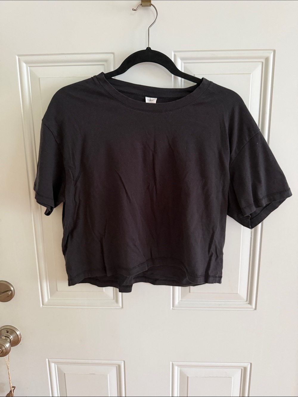 Cropped Boxy Crewneck Tee - Black